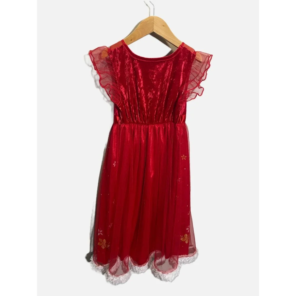 Disney Princess Nightgown Girls 6 Red Velvet Tulle Holiday Sleep Dress Pajamas